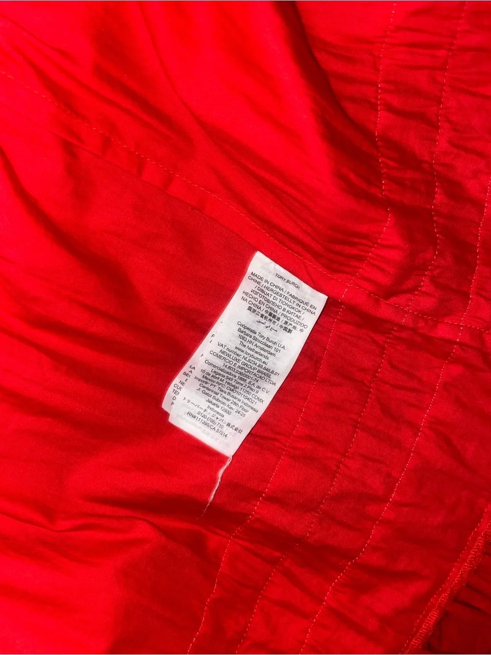 Tory Burch Red Midi Dress with White & green Trim